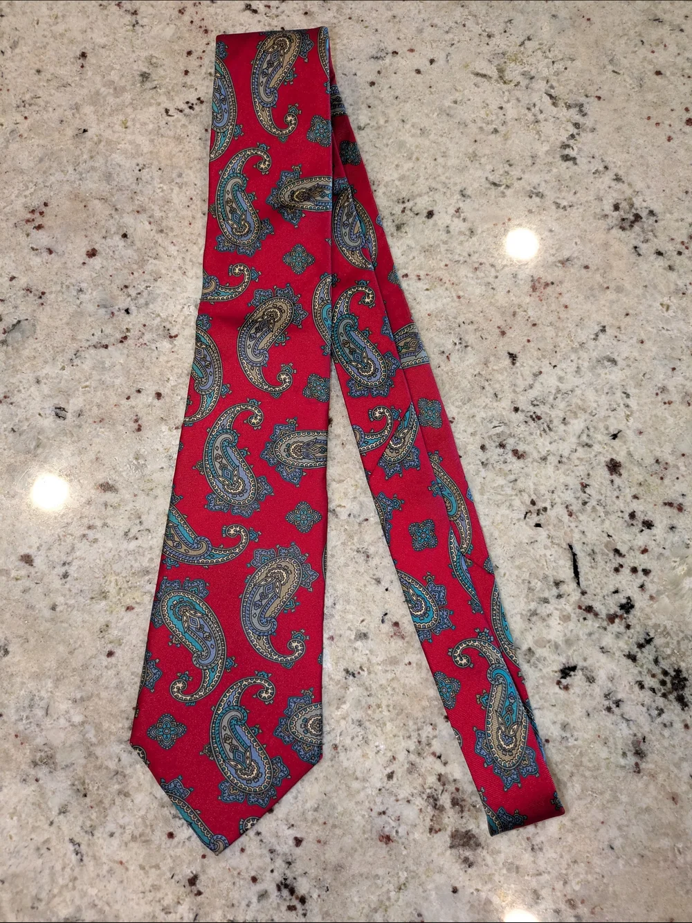 Vintage Christian Dior 100% Silk Red Paisley Neck Tie Made in USA Woven Italy